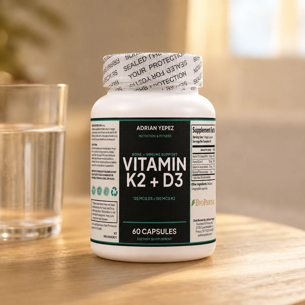 Vitamina K2 + D3 AYNF de 60 cápsulas