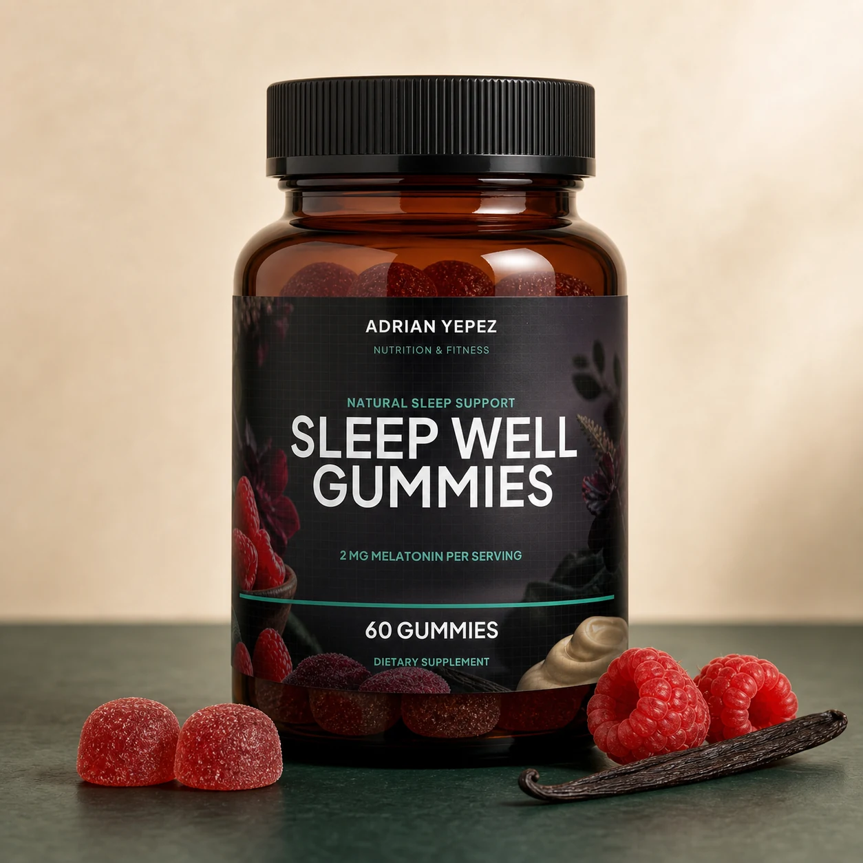 Sleep Well Gummies AYNF sabor frambuesa y vainilla